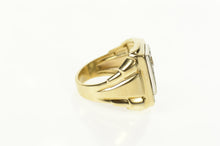 Load image into Gallery viewer, 10K F Monogram Black Onyx CZ Squared Retro Ring Size 7.75 Yellow Gold