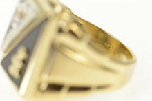 Load image into Gallery viewer, 10K F Monogram Black Onyx CZ Squared Retro Ring Size 7.75 Yellow Gold