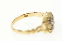 Load image into Gallery viewer, 14K Victorian Diamond Garnet Seed Pearl Statement Ring Size 5.5 Yellow Gold