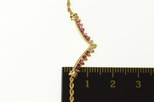 Load image into Gallery viewer, 14K Chevron Ruby Diamond Pendant Rope Chain Necklace 18" Yellow Gold