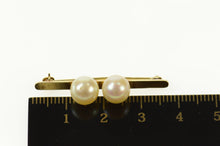 Load image into Gallery viewer, 14K Classic Pearl Accented Bar Statement Pin/Brooch Yellow Gold