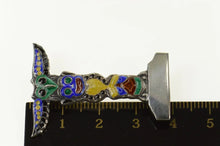 Load image into Gallery viewer, Sterling Hawaiian Tiki Enamel Ornate Tower Pin/Brooch