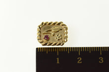 Load image into Gallery viewer, 10K Squared Flower Ruby Accent Slide Bracelet Charm/Pendant Yellow Gold