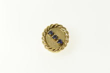 Load image into Gallery viewer, 10K Sapphire Inset Rope Trim Oval Slide Bracelet Charm/Pendant Yellow Gold