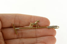 Load image into Gallery viewer, 10K Diamond Horse Polo Mallet Polocrosse Pin/Brooch Yellow Gold