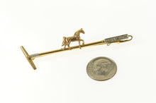Load image into Gallery viewer, 10K Diamond Horse Polo Mallet Polocrosse Pin/Brooch Yellow Gold
