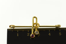 Load image into Gallery viewer, 18K 1950's Ruby Diamond Geometric Bar Pin/Brooch Yellow Gold
