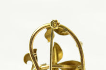 Load image into Gallery viewer, 14K Art Nouveau Diamond Seed Pearl Enamel Floral Pin/Brooch Yellow Gold
