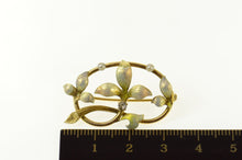 Load image into Gallery viewer, 14K Art Nouveau Diamond Seed Pearl Enamel Floral Pin/Brooch Yellow Gold