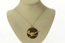 Load image into Gallery viewer, 14K Retro Ornate Syn. Ruby Roadrunner Medallion Charm/Pendant Yellow Gold