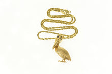 Load image into Gallery viewer, 14K Ornate Sapphire Eyed Pelican Rope Chain Necklace 18" Yellow Gold
