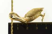 Load image into Gallery viewer, 14K Ornate Sapphire Eyed Pelican Rope Chain Necklace 18" Yellow Gold