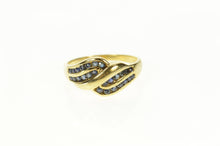 Load image into Gallery viewer, 14K Wavy Sapphire Channel Inset Statement Ring Size 8.25 Yellow Gold