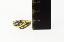 Load image into Gallery viewer, 14K Wavy Sapphire Channel Inset Statement Ring Size 8.25 Yellow Gold