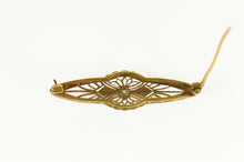 Load image into Gallery viewer, 14K Diamond Ornate Art Deco Filigree Bar Pin/Brooch Yellow Gold