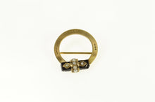 Load image into Gallery viewer, 14K Round Black Onyx Seed Pearl Retro Circle Pin/Brooch Yellow Gold