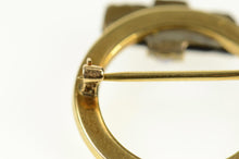 Load image into Gallery viewer, 14K Round Black Onyx Seed Pearl Retro Circle Pin/Brooch Yellow Gold