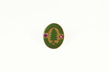 Load image into Gallery viewer, 14K Tall Cedars of Lebanon Enamel Masonic Lapel Pin/Brooch Yellow Gold