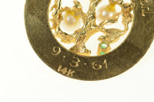 Load image into Gallery viewer, 14K Retro Pearl Ruby Emerald Family Tree Charm/Pendant Yellow Gold