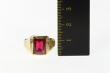 Load image into Gallery viewer, 10K Retro 1930's Syn. Ruby Classic Statement Ring Size 8.75 Yellow Gold