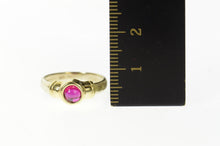 Load image into Gallery viewer, 14K Two Tone Syn. Ruby Cabochon Statement Ring Size 5 Yellow Gold