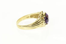 Load image into Gallery viewer, 14K Oval Amethyst Diamond Accent Statement Ring Size 8 Yellow Gold