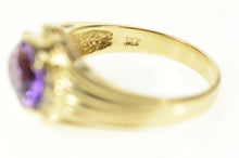 Load image into Gallery viewer, 14K Oval Amethyst Diamond Accent Statement Ring Size 8 Yellow Gold