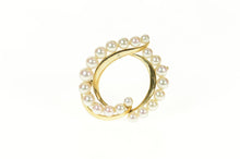 Load image into Gallery viewer, 14K Mikimoto Pearl Retro Swirl Statement Pin/Brooch Yellow Gold
