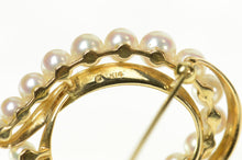 Load image into Gallery viewer, 14K Mikimoto Pearl Retro Swirl Statement Pin/Brooch Yellow Gold