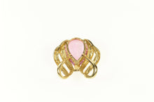 Load image into Gallery viewer, 14K Pear Syn. Pink Topaz Curvy Statement Pendant Yellow Gold
