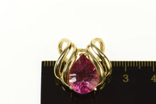Load image into Gallery viewer, 14K Pear Syn. Pink Topaz Curvy Statement Pendant Yellow Gold