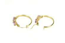 Load image into Gallery viewer, 10K Heart Amethyst Diamond Accent Hoop Earrings Yellow Gold