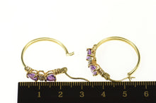 Load image into Gallery viewer, 10K Heart Amethyst Diamond Accent Hoop Earrings Yellow Gold