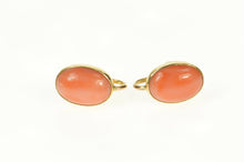 Load image into Gallery viewer, 14K Oval Coral Cabochon Retro Screw Back Earrings Yellow Gold