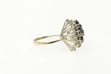 Load image into Gallery viewer, 14K Retro Ornate Sapphire Diamond Petal Halo Ring Size 5 Yellow Gold