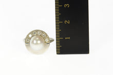 Load image into Gallery viewer, 14K 1950's Retro Pearl Diamond Accent Cocktail Ring Size 7.25 White Gold