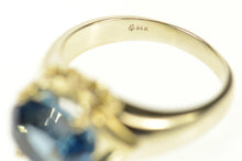 Load image into Gallery viewer, 14K London Blue Topaz Ornate Cocktail Ring Size 8.75 Yellow Gold