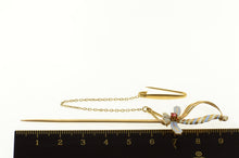 Load image into Gallery viewer, 14K Edwardian Syn Garnet Enamel French Rapier Pin/Brooch Yellow Gold