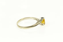 Load image into Gallery viewer, 10K Round Citrine Swirl Retro Solitaire Bypass Ring Size 6.5 White Gold