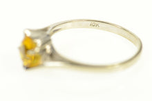 Load image into Gallery viewer, 10K Round Citrine Swirl Retro Solitaire Bypass Ring Size 6.5 White Gold