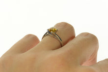 Load image into Gallery viewer, 10K Round Citrine Swirl Retro Solitaire Bypass Ring Size 6.5 White Gold