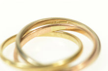 Load image into Gallery viewer, 14K Tri Tone Rolling Three Interlocking Band Ring Size 6.25 Yellow Gold
