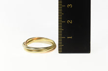 Load image into Gallery viewer, 14K Tri Tone Rolling Three Interlocking Band Ring Size 6.25 Yellow Gold