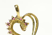 Load image into Gallery viewer, 10K Ruby Diamond Classic Wavy Heart Love Symbol Pendant Yellow Gold