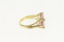Load image into Gallery viewer, 14K Trillion Pink Cubic Zirconia Diamond Bow Ring Size 3.25 Yellow Gold