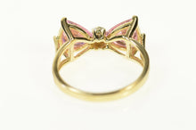 Load image into Gallery viewer, 14K Trillion Pink Cubic Zirconia Diamond Bow Ring Size 3.25 Yellow Gold