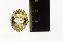 Load image into Gallery viewer, 14K Oval Prasiolite Ornate Filigree Statement Ring Size 6.5 Yellow Gold