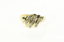Load image into Gallery viewer, 14K Wavy Tiered Diamond Channel Statement Ring Size 4.25 Yellow Gold