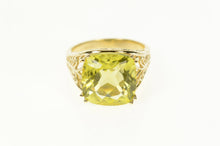 Load image into Gallery viewer, 10K Square Cushion Faceted Syn. Peridot Statement Ring Size 11 Yellow Gold
