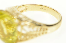 Load image into Gallery viewer, 10K Square Cushion Faceted Syn. Peridot Statement Ring Size 11 Yellow Gold
